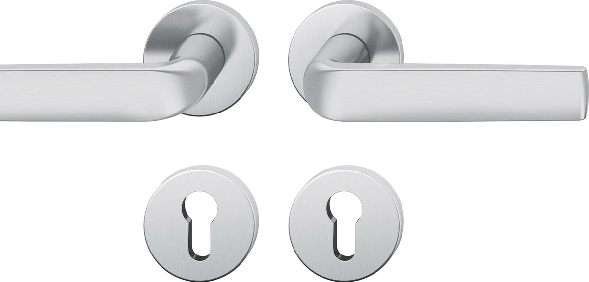FSB Rosettengarnitur 12 1267 Aluminium DIN L/R mit Knopf – Wechselgarnitur