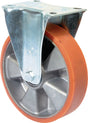 BS ROLLEN Bockrolle 100 mm 200 kg Guß-Polyurethanrad mit Alu-Radkörper und Anschraubplatte