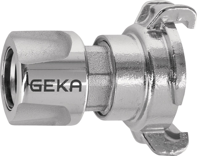 GEKA plus Übergangsstück Messing verchromt – Klaue und Steckbuchse