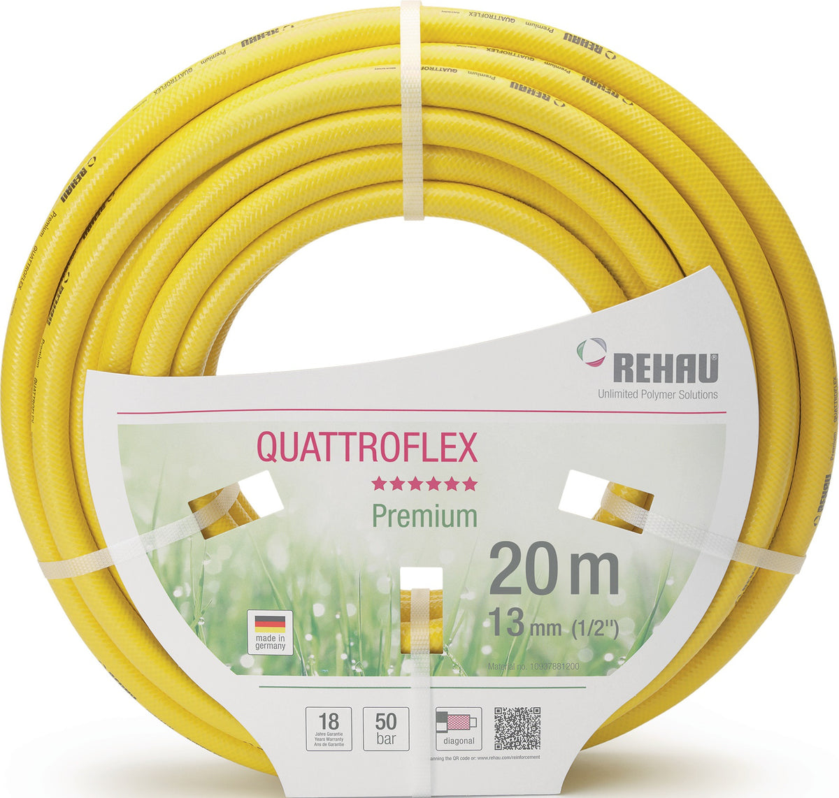 REHAU Quattroflex Wasserschlauch 25 m – 1/2 Zoll, gelb, Made in Germany