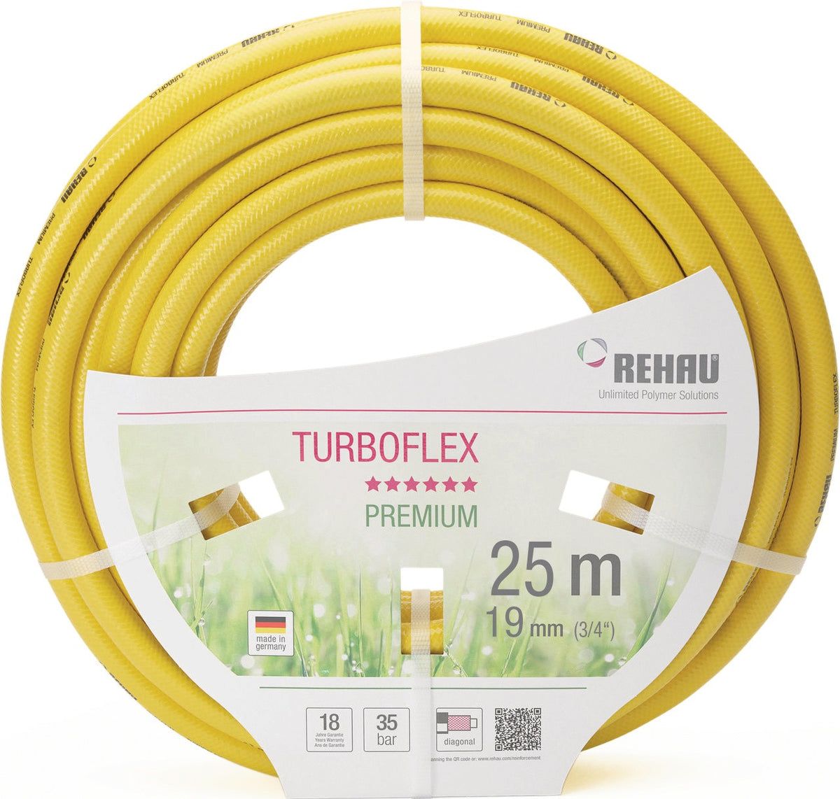 REHAU Quattroflex Wasserschlauch 25 m – 1/2 Zoll, gelb, Made in Germany
