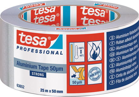 tesa Aluminiumklebeband Strong 63652 mit Liner, 50 mm x 25 m, 6 Rollen