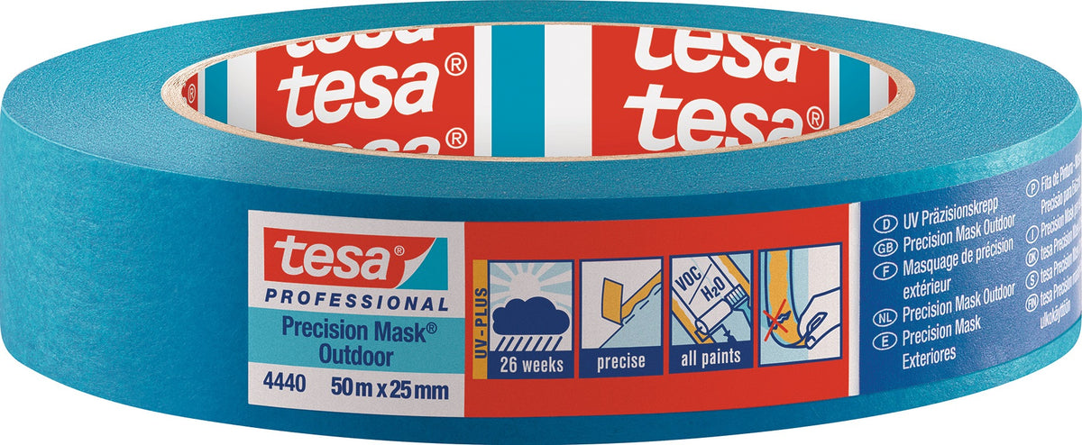 tesa Präzisionskrepp 4440 Außen UV PLUS blau 19mm x 50m – 8 Rollen