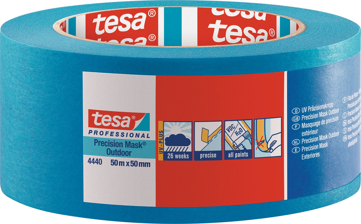 tesa Präzisionskrepp 4440 Außen UV PLUS blau 19mm x 50m – 8 Rollen