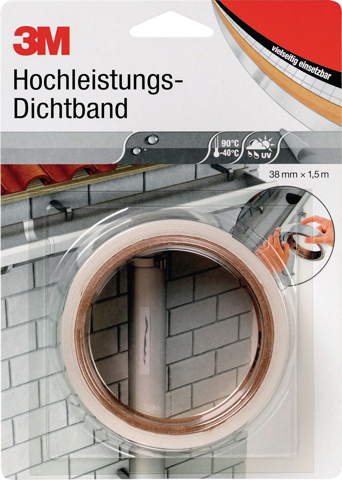 3M Hochleistungsdichtband transluzent 1,5 m x 38 mm – 12 Rollen Acrylat-Dichtband