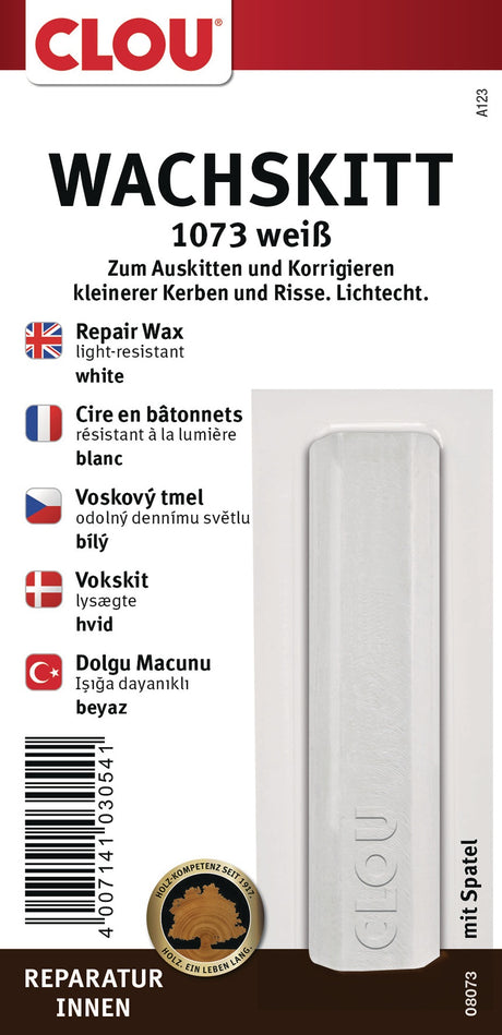CLOU Wachskittstangen Weiß 1073, 15g, 4er-Pack – Holzreparatur für Innenbereich