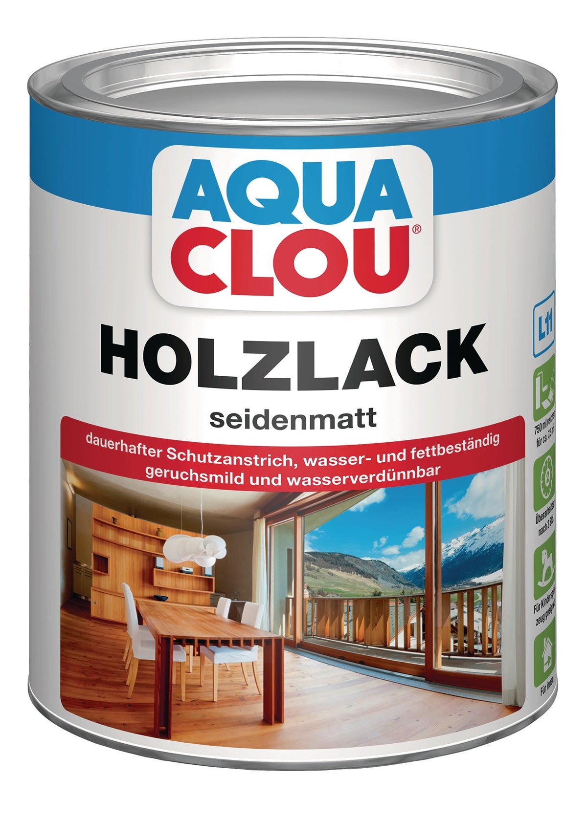 CLOU Holzlack L11 farblos seidenmatt 750 ml – 3er Pack für Kindermöbel & Innenbereich