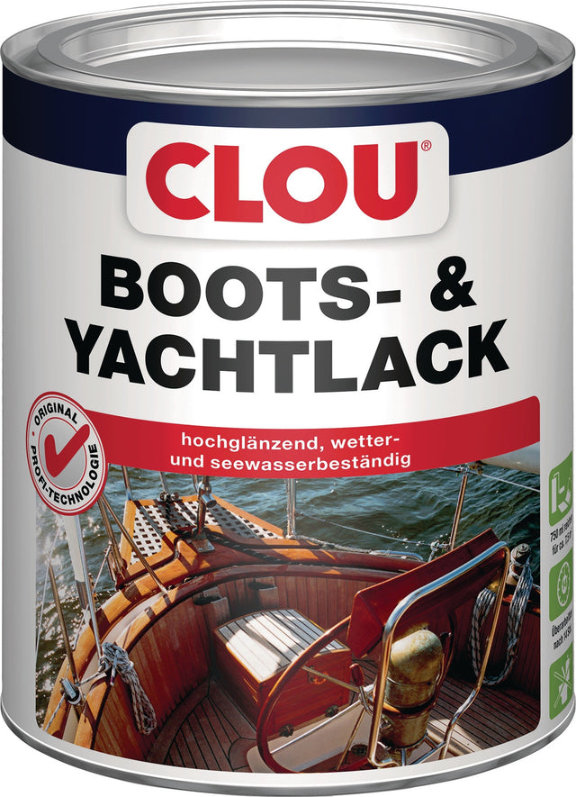 CLOU Boots- und Yachtlack farblos glänzend 0,75 l – Seewasserfest & Witterungsbeständig, 3er-Pack