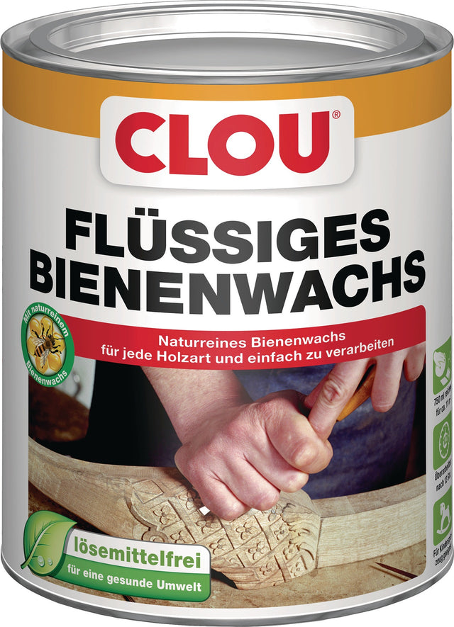 CLOU Bienenwachs flüssig farblos 750 ml Dose – Naturreines Wachs für Holz im Innenbereich, 3er-Pack