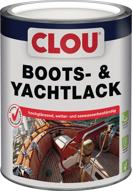 CLOU Boots- und Yachtlack farblos glänzend 0,75 l – Seewasserfest & Witterungsbeständig, 3er-Pack
