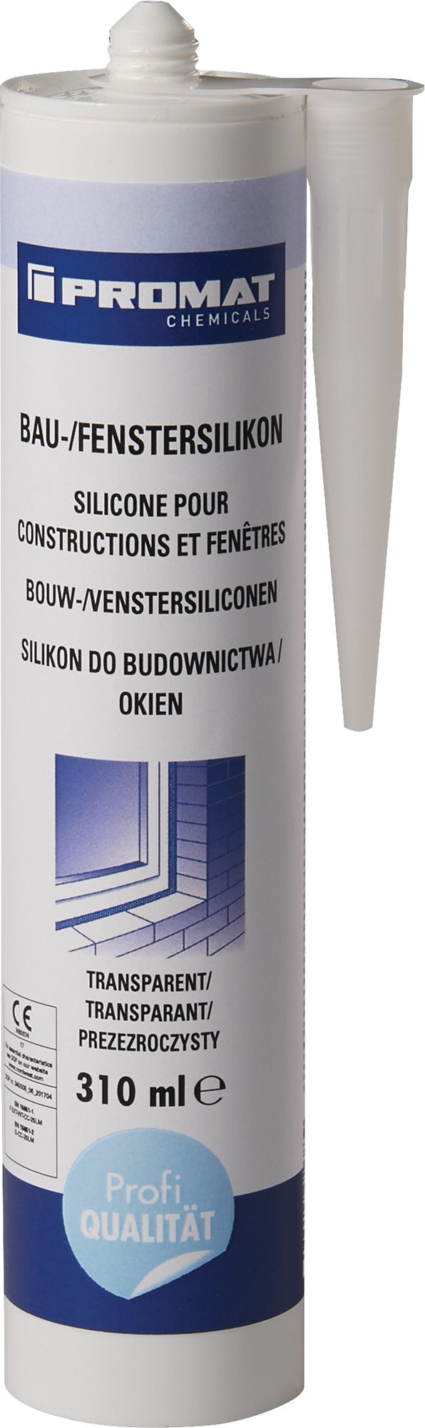 PROMAT CHEMICALS Bau-/Fenstersilikon weiß 310 ml – 15er Pack, neutralvernetzend, ISO 11600