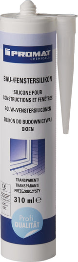 PROMAT CHEMICALS Bau-/Fenstersilikon weiß 310 ml – 15er Pack, neutralvernetzend, ISO 11600