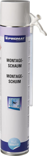 PROMAT CHEMICALS 1K-Montageschaum B2 champagner 500 ml – 12 Dosen mit Einweghandschuhen