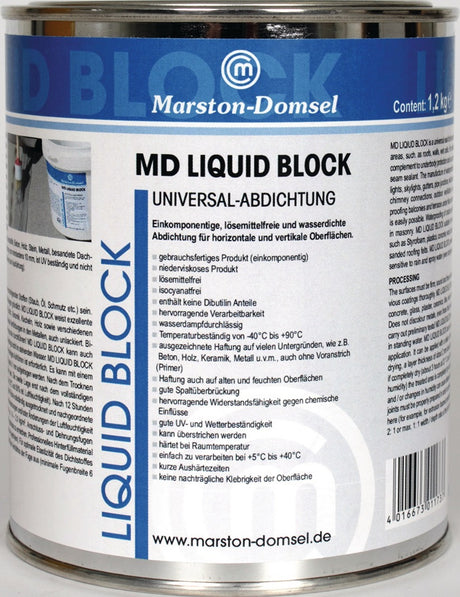 MARSTON Universalabdichtung Liquid-Block grau 1,2 kg – wasserdichte Dichtmasse, 6er-Pack