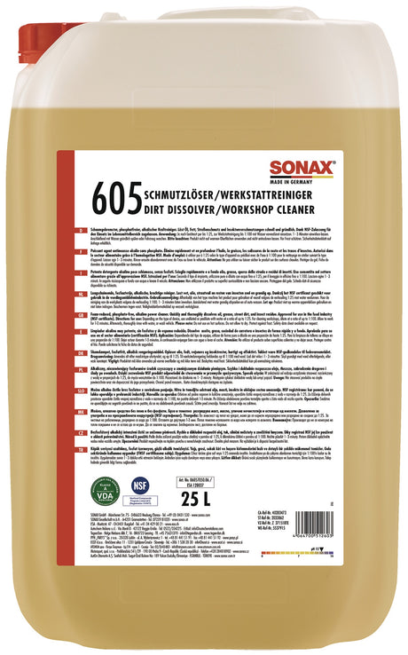 SONAX SchmutzLöser/WerkstattReiniger Konzentrat 25l Kanister – stark alkalisch, NSF A1