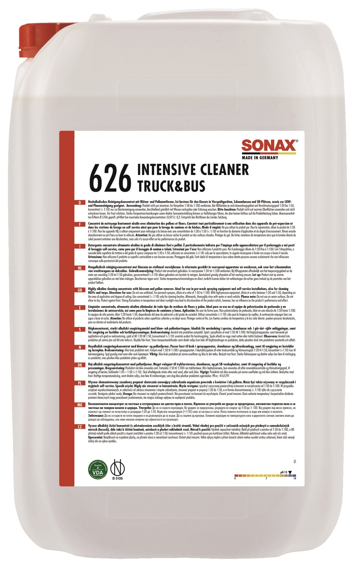 SONAX Intensive Cleaner Truck+Bus 25 l Konzentrat – Stark alkalischer Industriereiniger für Lkw, Planen und Fassaden