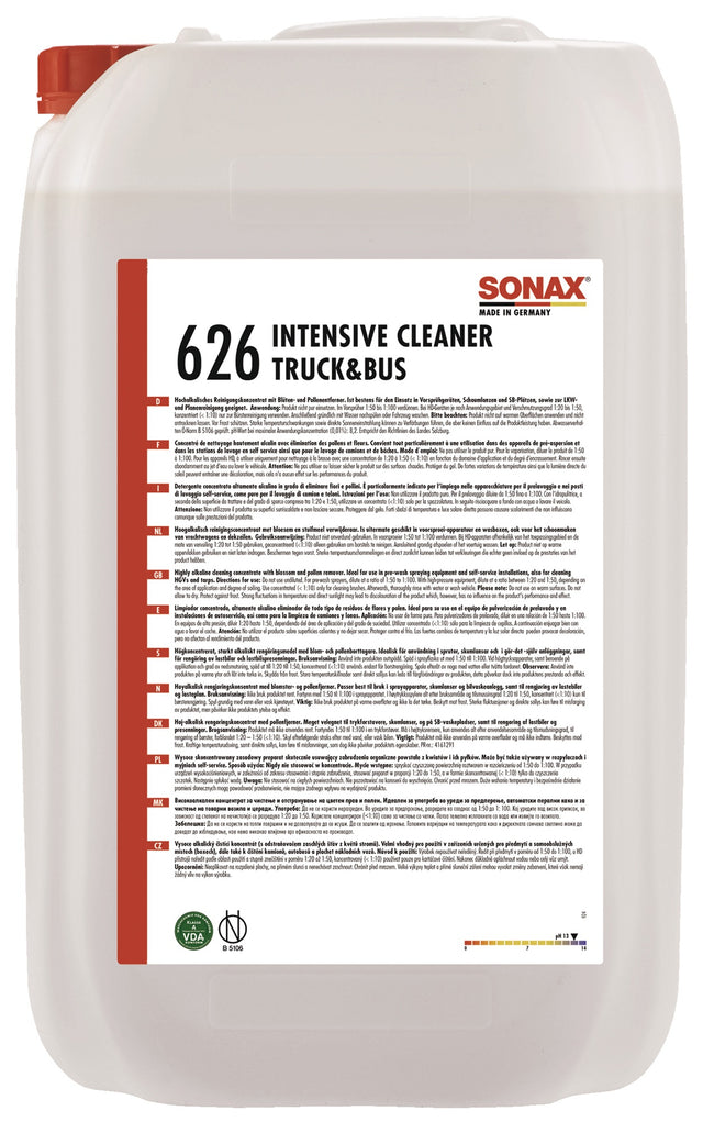 SONAX Intensive Cleaner Truck+Bus 25 l Konzentrat – Stark alkalischer Industriereiniger für Lkw, Planen und Fassaden