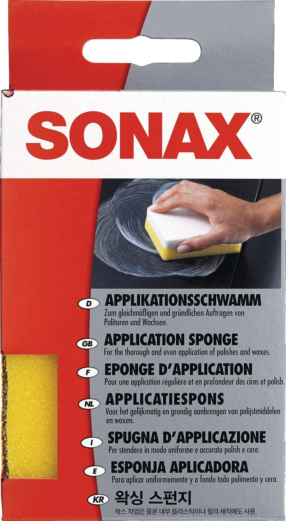 SONAX ApplikationsSchwamm weiß/gelb – 6 Stück Spezialschwamm zum Auftragen von Polituren und Wachsen