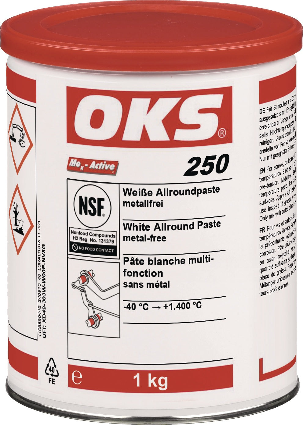 OKS 250 Allroundpaste weiß 250g Pinseldose – Hochtemperatur- und Montagepaste, metallfrei, NSF H2