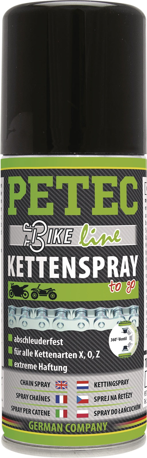 PETEC Kettenspray 100 ml translucent – Abschleuderfest für X-, O- und Z-Ketten