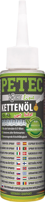 PETEC Kettenöl Wet Lube 100 ml transparent Tropfflasche – 12 Stück