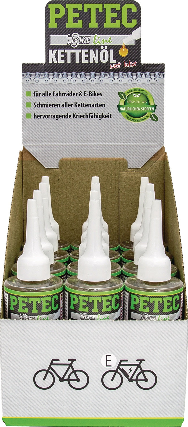 PETEC Kettenöl Wet Lube 100 ml transparent Tropfflasche – 12 Stück
