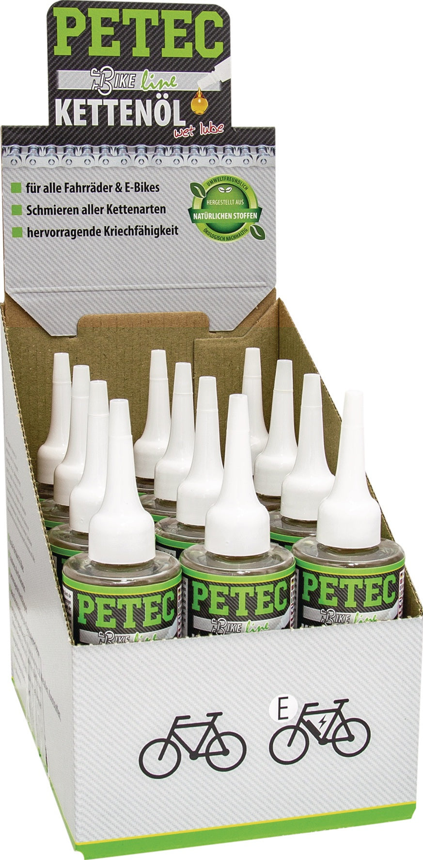 PETEC Kettenöl Wet Lube 100 ml transparent Tropfflasche – 12 Stück