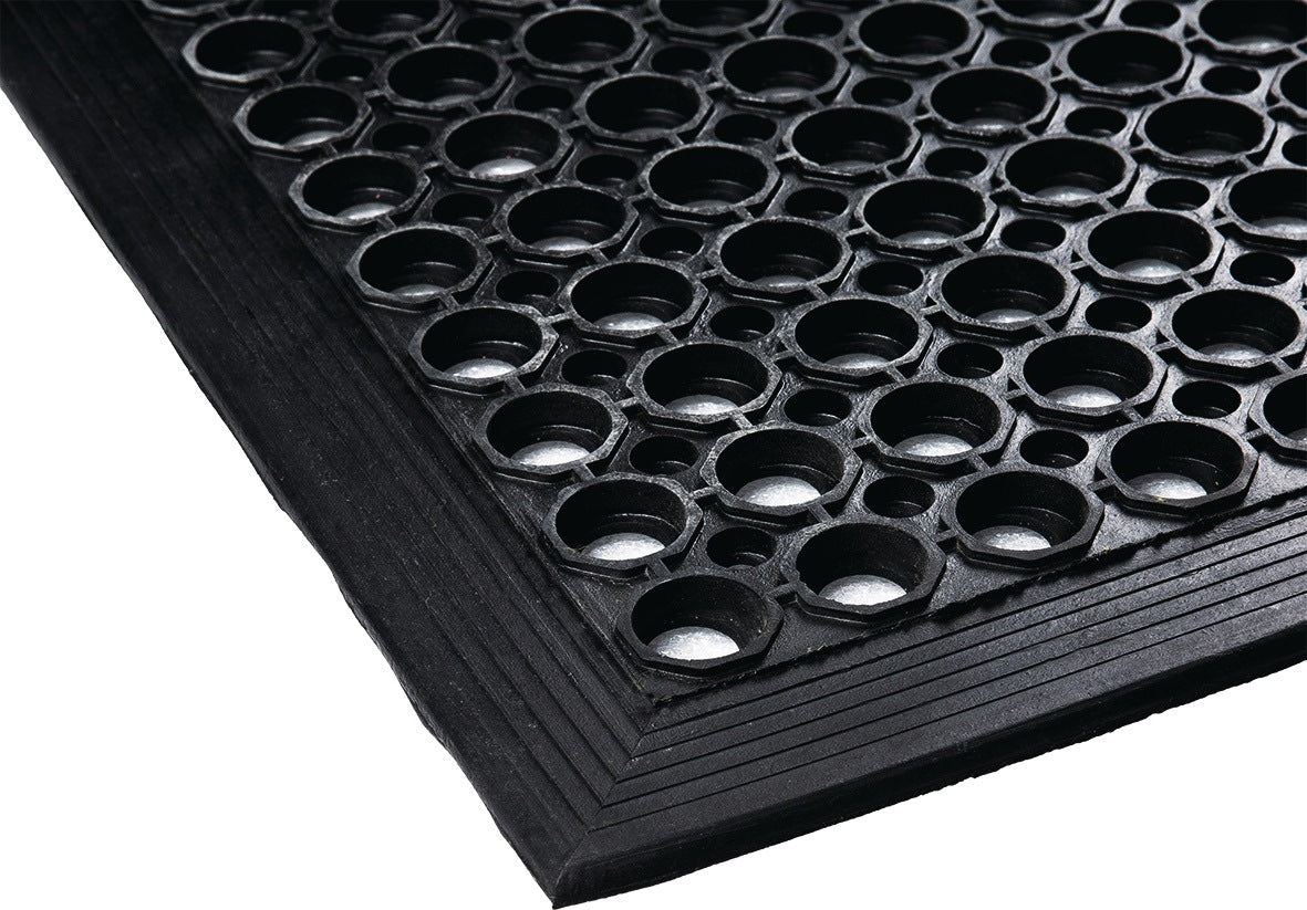 Rubberselect Anti-Ermüdungsmatte 0,9 m x 1,5 m, 12 mm, schwarz, NR/SBR