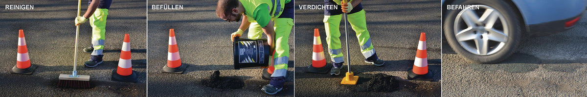Kaltasphalt TRAFFIC extra ASPHALT® 25 kg schwarz Eimer AMPERE – Sofort einsatzbereit