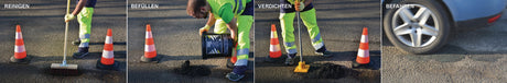 Kaltasphalt TRAFFIC extra ASPHALT® 25 kg schwarz Eimer AMPERE – Sofort einsatzbereit