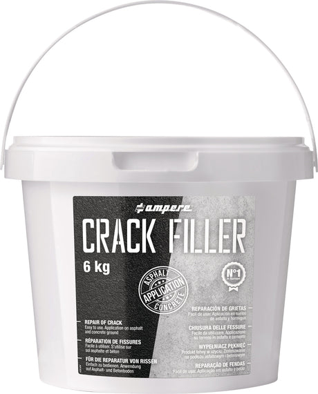 AMPERE Reparaturmörtel Asphalt Crack Filler 6kg Eimer – Schnelle Rissreparatur für Asphalt & Beton