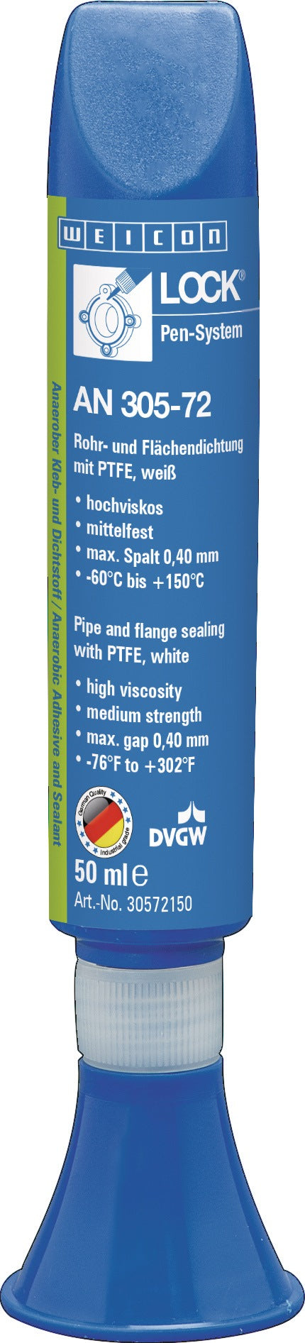 WEICONLOCK AN 305-72 Rohr- und Flächendichtung weiß 50 ml Pen – DVGW-geprüft, hochviskos