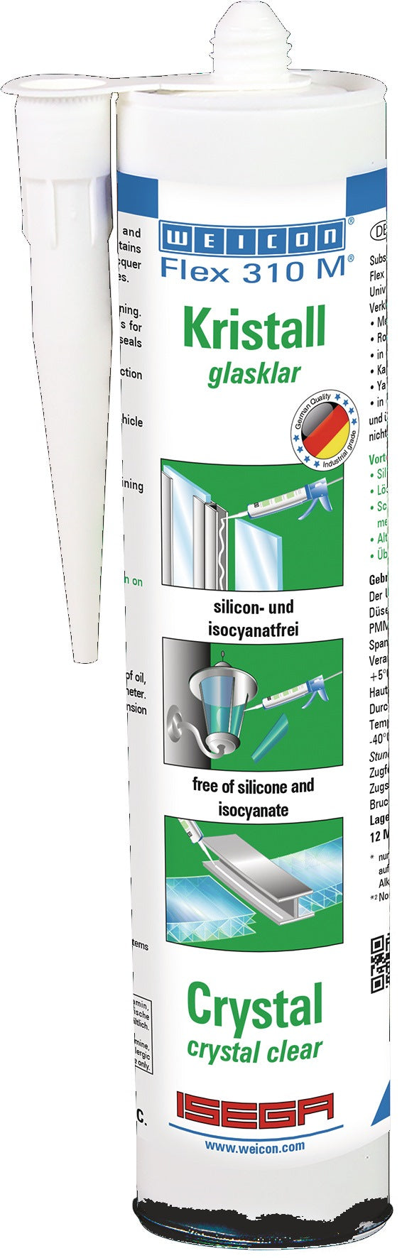 WEICON Flex 310 M® Kristall – Glasklarer MS-Polymer Kleb- und Dichtstoff, 310 ml Kartusche