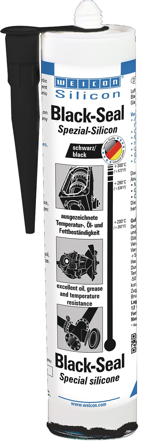 WEICON Spezialsilikon Black-Seal 310 ml Kartusche – 12 Stück, öl- und temperaturbeständig