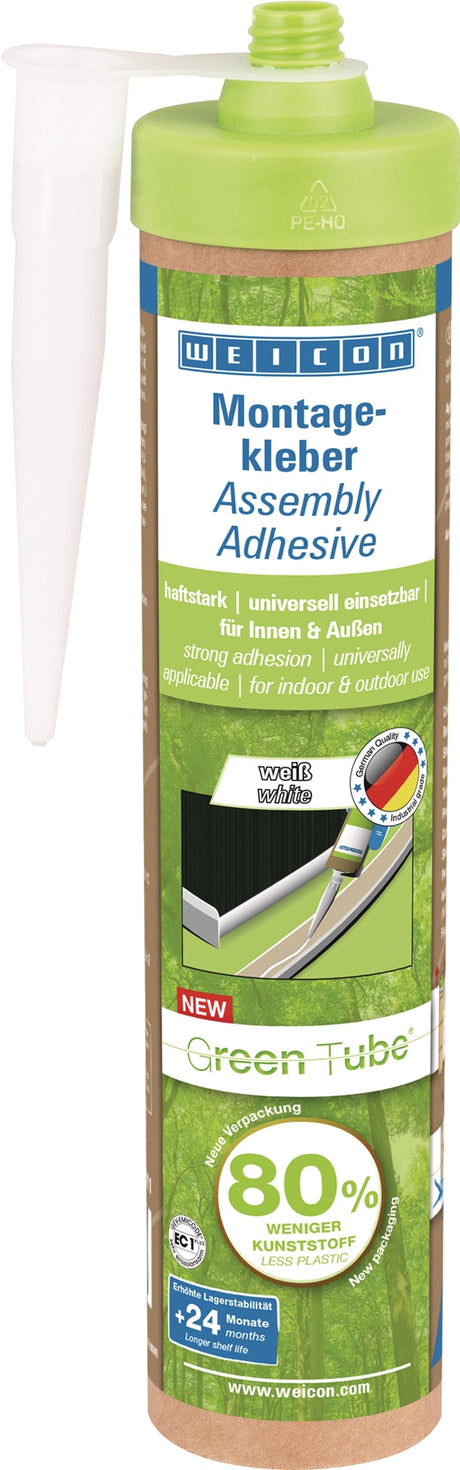 WEICON Montagekleber weiß 280 ml Green Tube – 12er Pack, lösemittelfrei, überstreichbar