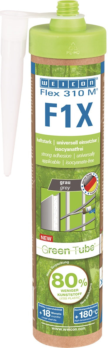 WEICON Kleb- und Dichtstoff Flex 310 M® F1X grau 280 ml – MS-Polymer, dauerelastisch, Green Tube