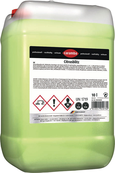 CARAMBA Industriereiniger Citrusblitz 10 l Konzentrat Kanister – Alkalischer Flüssigintensivreiniger