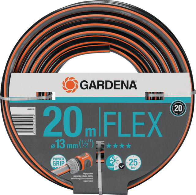 GARDENA Wasserschlauch FLEX L.20m ID 13mm – Power Grip, UV-beständig, 25 bar