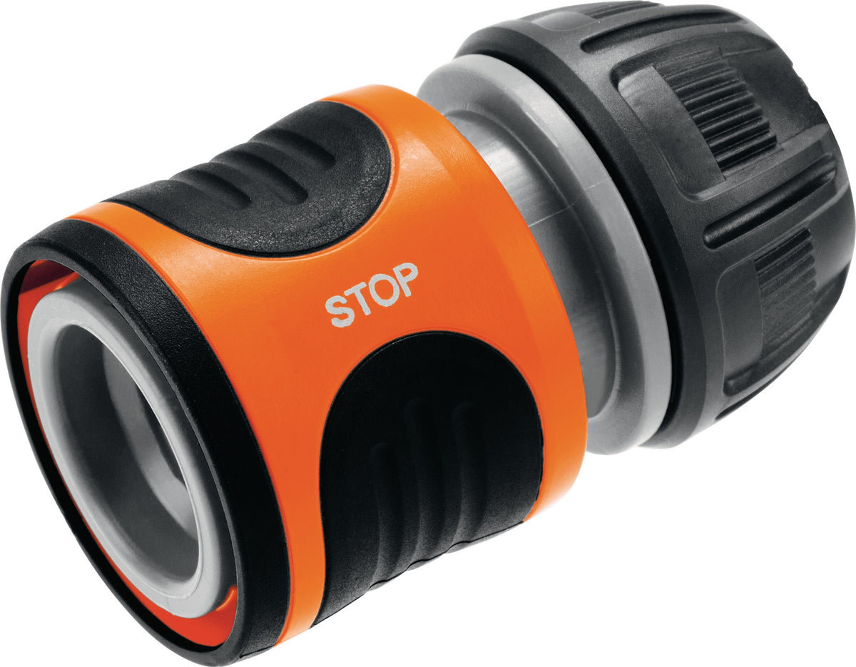 GARDENA Schlauchkupplung Wasserstopp 1/2, 5/8 Zoll 13,15 mm – mit Auto-Wasserstop-Funktion, frostbeständig, Kunststoff