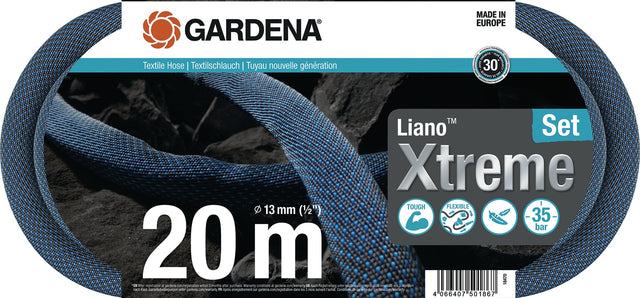 GARDENA Textilschlauch Liano™ Xtreme L.20m ID 13mm – Extrem flexibel & UV-beständig
