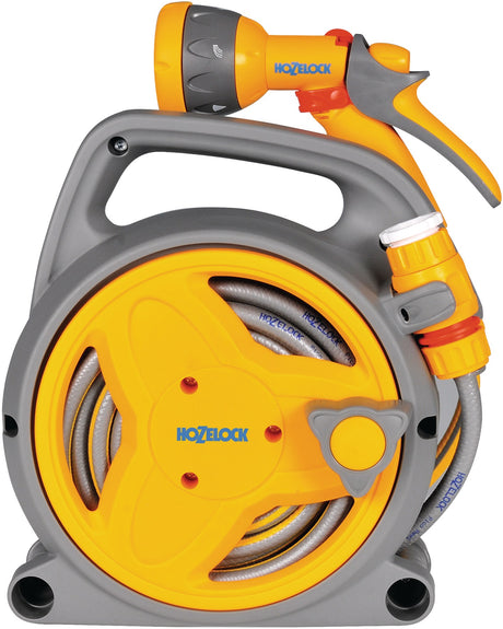 Hozelock Schlauchaufroller Pico Reel PVC – 10 m Schlauch, tragbar, inkl. Spritzpistole