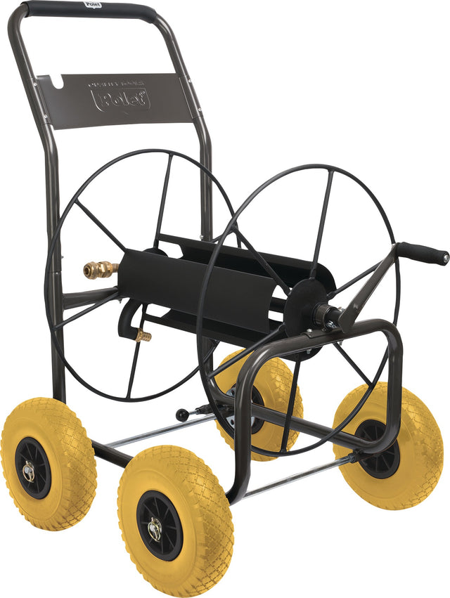 POLET Schlauchwagen 110M Anschlussgewinde 19 mm (3/4″) – pulverbeschichteter Stahl, Softgrip-Handgriff, Bremse