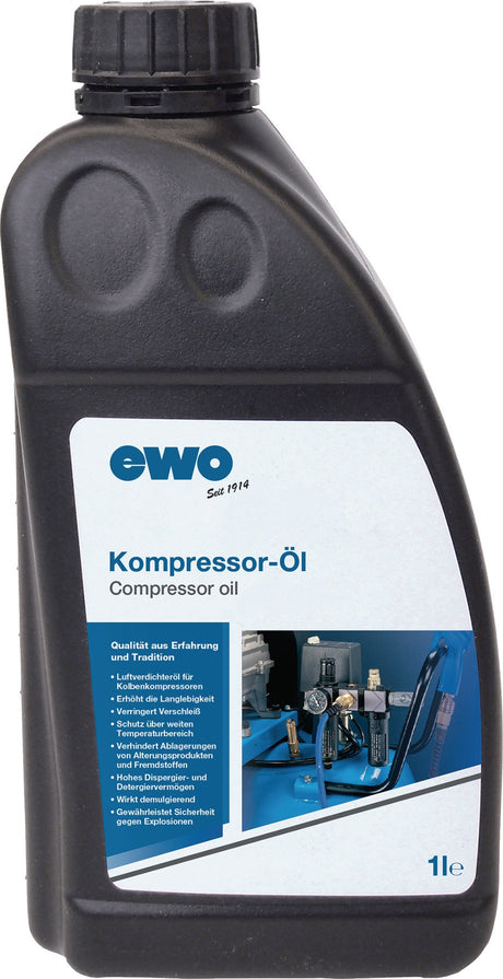 EWO Kompressorenöl 1 l Flasche für Kolbenkompressoren bis 220 °C