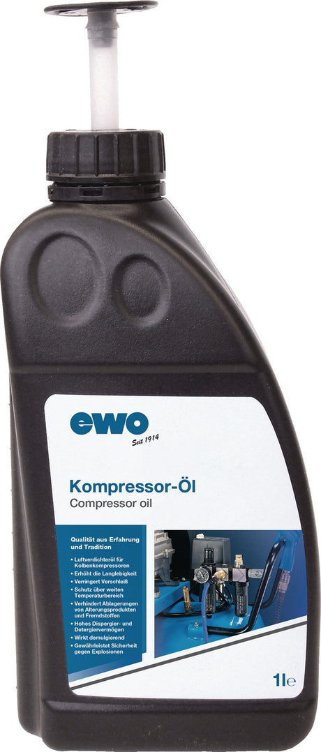 EWO Kompressorenöl 1 l Flasche für Kolbenkompressoren bis 220 °C