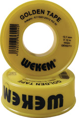 WEKEM PTFE Dichtband Golden Tape 12 m x 12,7 mm x 0,1 mm gelb – Hochdichtes Gewindedichtband
