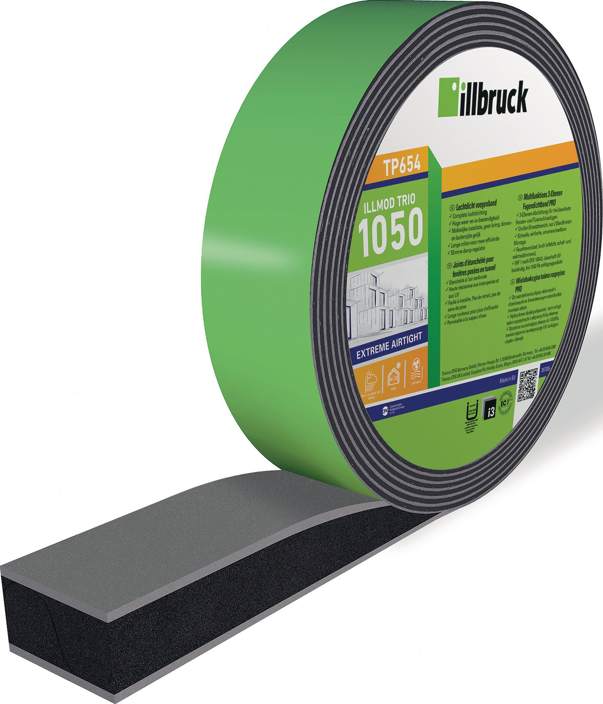 ILLBRUCK Multifunktionsdichtband TP654 illmod TRIO 1050 – 11,5m, anthrazit, 4 Rollen