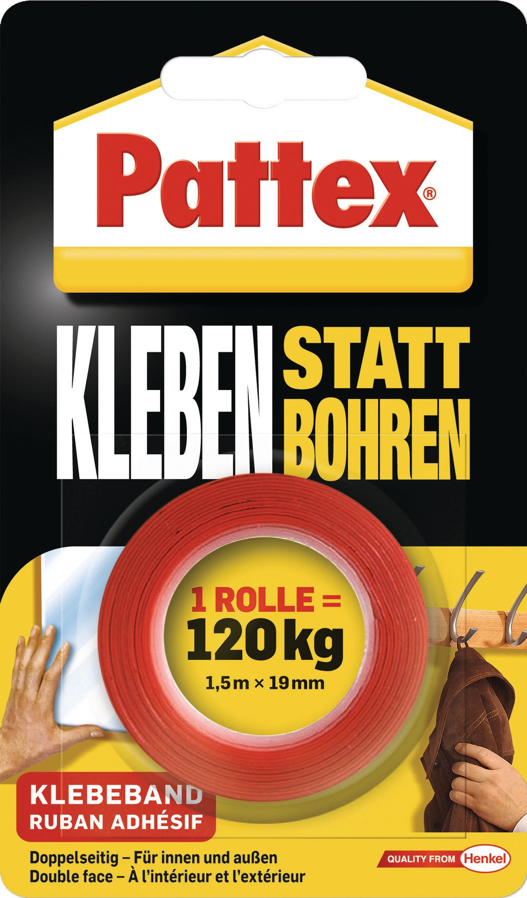 PATTEX Montageband Kleben statt Bohren transluzent 1,5 m x 19 mm – 10 Rollen