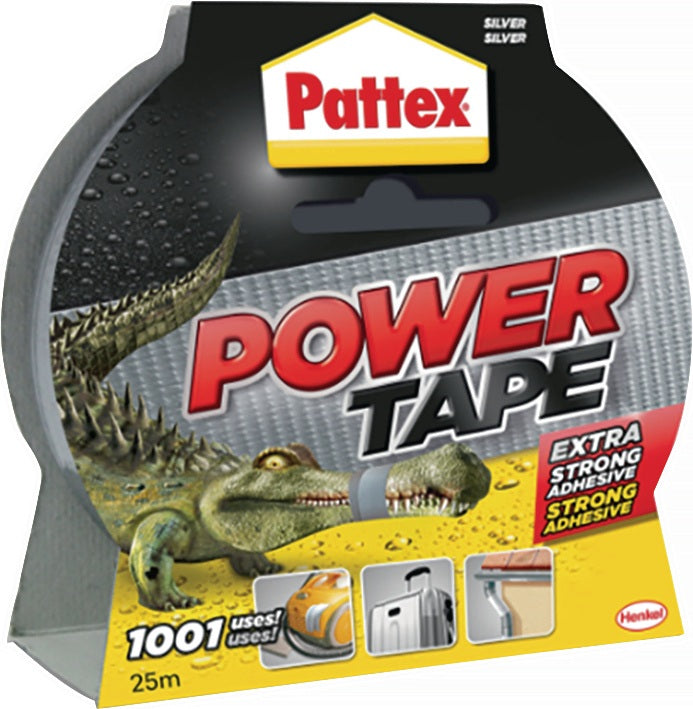 PATTEX Power-Tape Gewebeband silber-grau 50 mm x 25 m – extra stark und wasserfest