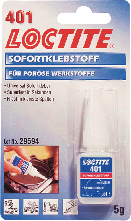 LOCTITE Sofortklebstoff 401 20g NSF P1 farblos Flasche – Hochfester Cyanacrylat-Kleber
