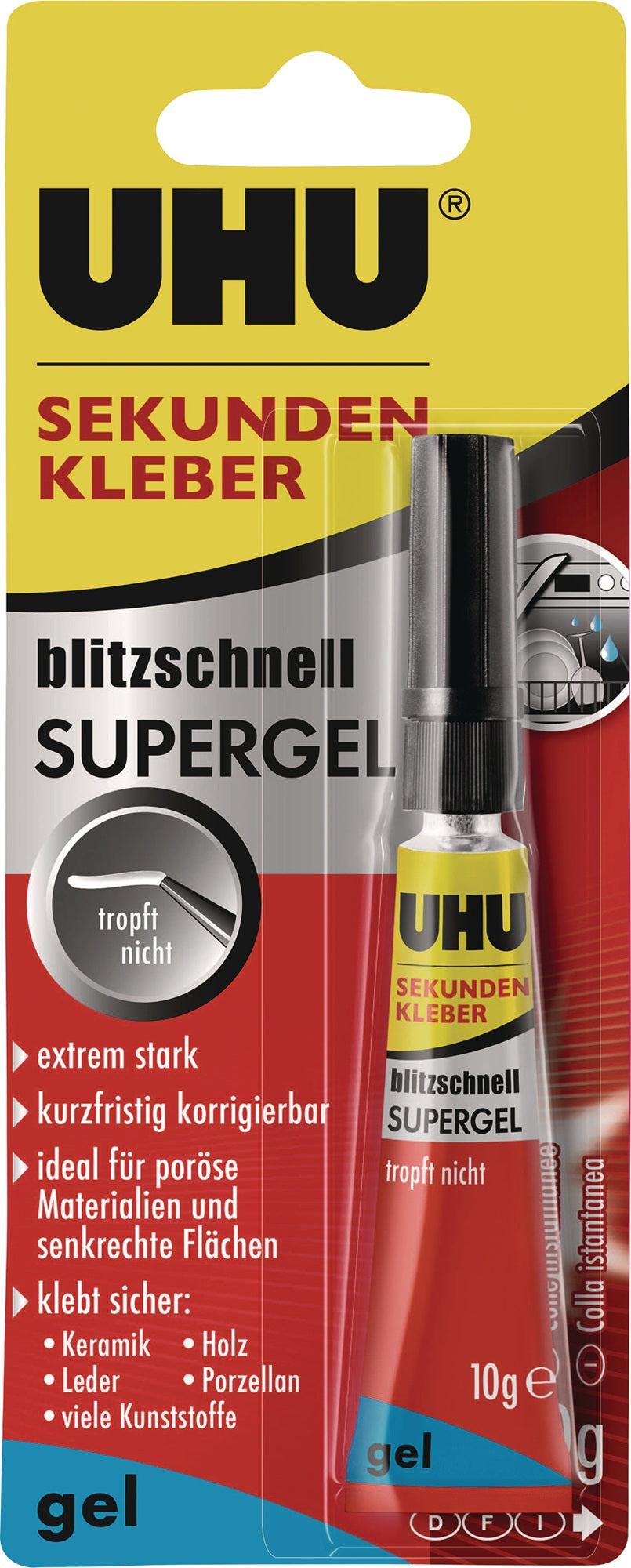 UHU Sekundenkleber blitzschnell SUPERGEL 3x 1g farblos Tube